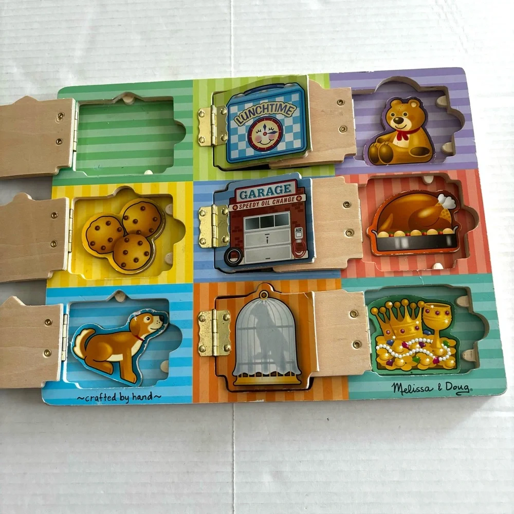 Melissa & Doug Wooden‎ Puzzles Bundle of 3 Hide & Seek Farm Sounds Hinged Doors